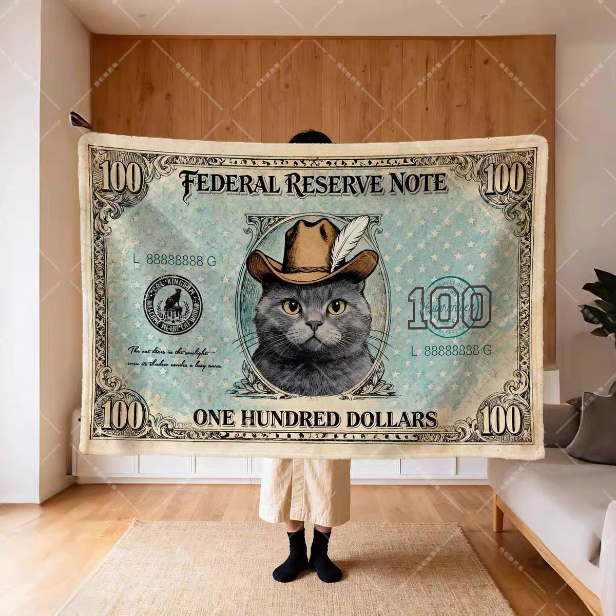 Fat Cat $100 Note Blanket