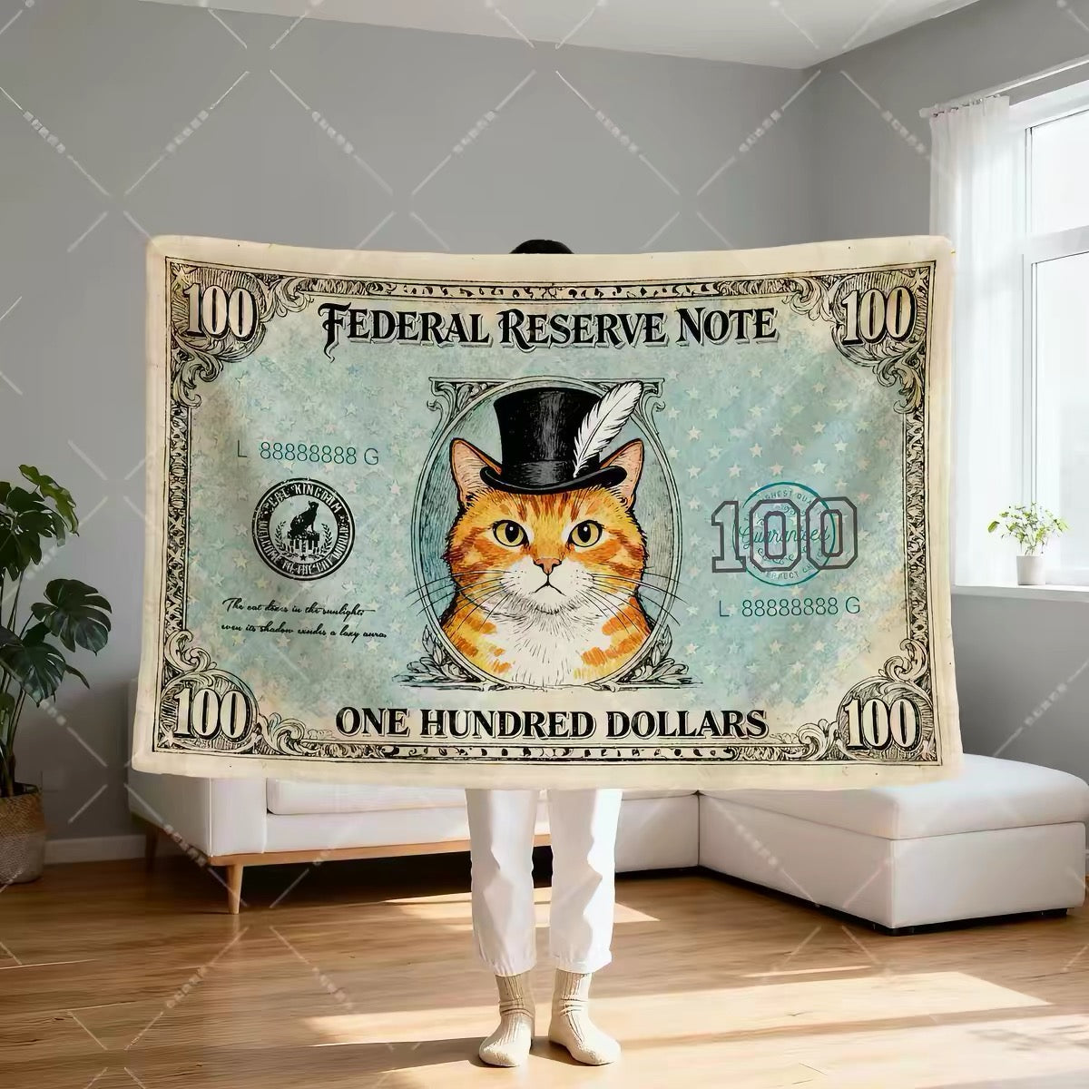 Fat Cat $100 Note Blanket